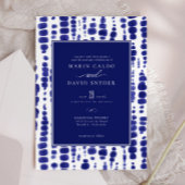 Elegant Dark Blue Shibori Tie Dye Wedding Kaart