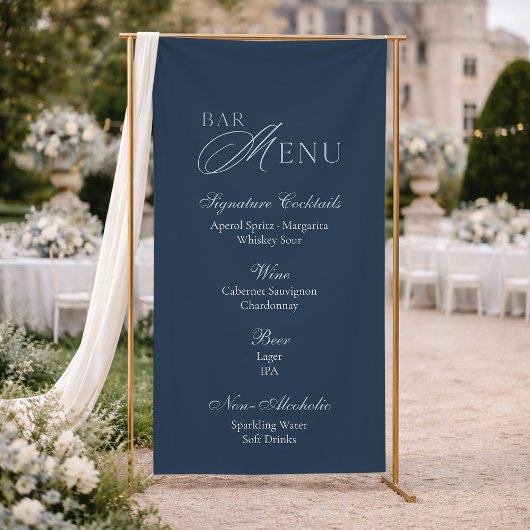 Elegant Dark Blue Signature Cocktails Drink Menu Spandoek