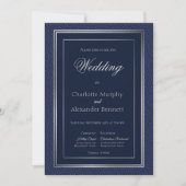 Elegant Dark Blue Silver Border Church Weddenschap Kaart (Voorkant)
