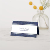 Elegant Dark Blue Silver Border Weduwkaart Plaatskaartje (Achterkant)