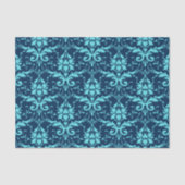 Elegant  Dark Blue Turquoise Damask Pattern Tissuepapier (Voorkant)