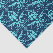 Elegant  Dark Blue Turquoise Damask Pattern Tissuepapier (Detail)