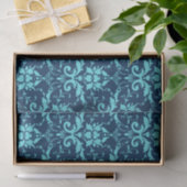 Elegant  Dark Blue Turquoise Damask Pattern Tissuepapier (Geschenk)