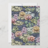 Elegant Dark Blue Waterlily Foto Funeral Kaart (Achterkant)