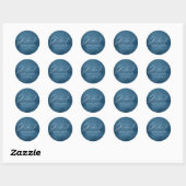 Elegant Dark Blue Waterverf Afstuderen Ronde Sticker (Vel)