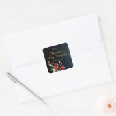 Elegant Dark Blue Waterverf Floral 40th Birthday Vierkante Sticker (Envelop)