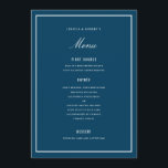 Elegant Dark Blue Wedding Menu Card<br><div class="desc">perfect voor elk evenement; de rand kleur en de dikte zijn editable</div>