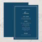 Elegant Dark Blue Wedding Menu Kaart (Voorkant / Achterkant)