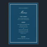 Elegant Dark Blue Wedding Menu Kaart<br><div class="desc">perfect voor elke gebeurtenis; de kleur en dikte van de rand zijn bewerkbaar</div>