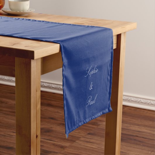 Elegant Dark Blue Wedding Table Runner Korte Tafelloper (Voorbeeld)