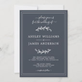 Elegant Dark Blue Wedding-uitnodiging Kaart (Voorkant)