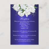 Elegant Dark Blue, White Roses Wedding Reception Informatiekaartje (Voorkant)