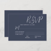 Elegant Dark Blue & White Wedding RSVP Kaart (Voorkant / Achterkant)