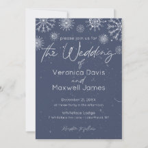 Elegant Dark Blue Winter ThMED Snowflake Wedding