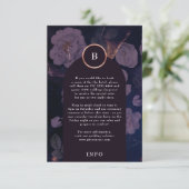 Elegant Dark Boho Floral Arch Roos Gold Wedding Informatiekaartje (Staand voorkant)
