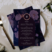 Elegant Dark Boho Floral Arch Roos Gold Wedding Menu
