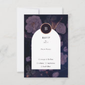 Elegant Dark Boho Floral Arch Roos Gold Wedding RSVP Kaartje (Voorkant)