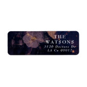 Elegant Dark Boho Floral Paars Roos Gold Wedding Etiket (Voorkant)