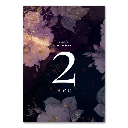 Elegant Dark Boho Floral Paars Roos Gold Wedding Kaart (Voorkant)