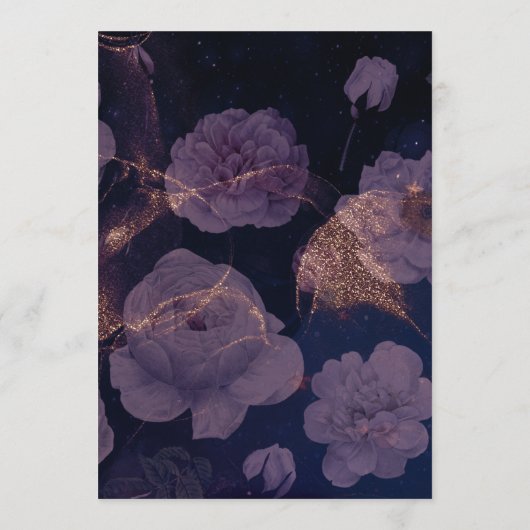 Elegant Dark Boho Floral Paarse Fantasy Wedding Menu (Achterkant)