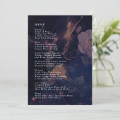 Elegant Dark Boho Floral Paarse Fantasy Wedding Menu (Staand voorkant)