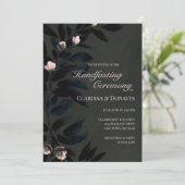 Elegant Dark Boho Handfasting Floral Leaves Kaart (Staand voorkant)