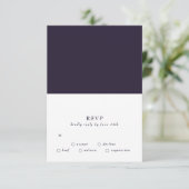 Elegant Dark Boho White over Paarse bruiloft RSVP Kaartje (Staand voorkant)
