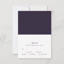 Elegant Dark Boho White over Paarse bruiloft RSVP Kaartje