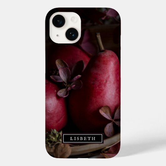 Elegant Dark Botanical Pears iPhone Case (Achterkant)
