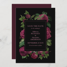 Elegant Dark Burgundy Floral Wedding Save The Date