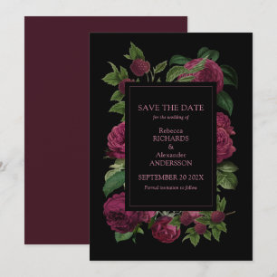 Elegant Dark Burgundy Floral Wedding Save The Date