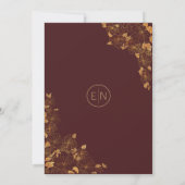 Elegant Dark Burgundy Gold Birds Floral Wedding Kaart (Achterkant)