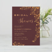 Elegant Dark Burgundy & Gold Floral Vrijgezellenfe Kaart (Staand voorkant)