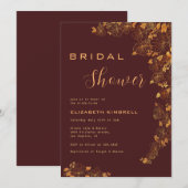 Elegant Dark Burgundy & Gold Floral Vrijgezellenfe Kaart (Voorkant / Achterkant)