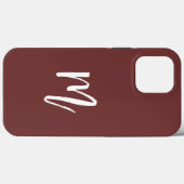 Elegant dark burgundy Monogram kalligrafie simpele Case-Mate iPhone Case (Achterkant (horizontaal))