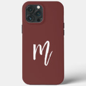 Elegant dark burgundy Monogram kalligrafie simpele Case-Mate iPhone Case (Achterkant)