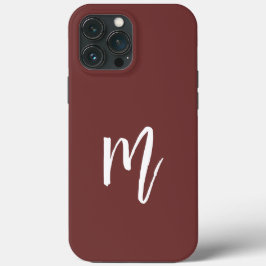 Elegant dark burgundy Monogram kalligrafie simpele Case-Mate iPhone Case
