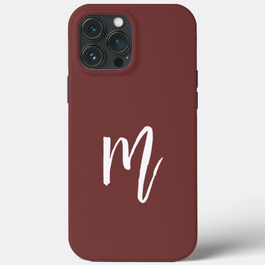 Elegant dark burgundy Monogram kalligrafie simpele Case-Mate iPhone Case (Achterkant)