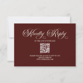 Elegant Dark Burgundy Wedding QR Code RSVP Card Kaartje (Voorkant)