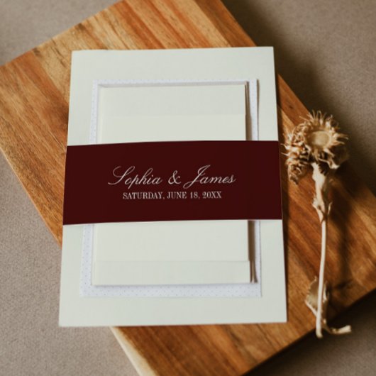 Elegant Dark Burgundy Wedding Uitnodigingen Wikkel
