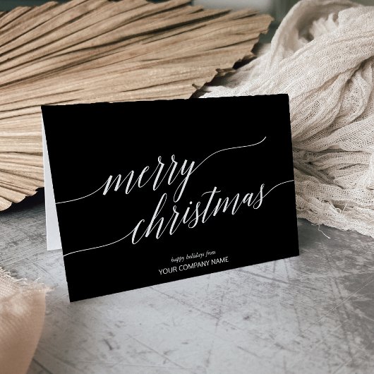 Elegant Dark Calligraphy kerst Corporate Feestdagen Kaart