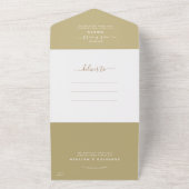Elegant Dark Champagne Calligraphy Photo Wedding All In One Uitnodiging (Buitenkant)