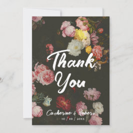 Elegant Dark Chic Floral  Rozen Bedankkaart