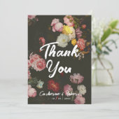 Elegant Dark Chic Floral Rozen Bedankkaart (Staand voorkant)