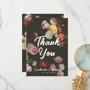 Elegant Dark Chic Floral Rozen Bedankkaart