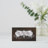 Elegant Dark Chocolate Damask Swirl Visitekaartje (Staand voorkant)