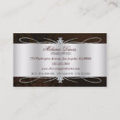 Elegant Dark Chocolate Damask Swirl Visitekaartje (Achterkant)