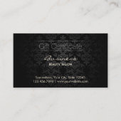 Elegant Dark Damask Beauty Salon Gift Certificates Kortingskaartje (Voorkant)