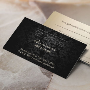 Elegant Dark Damask Beauty Salon Gift Certificates Kortingskaartje