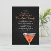 Elegant Dark Damask Housewarming Cocktail Party Kaart (Staand voorkant)